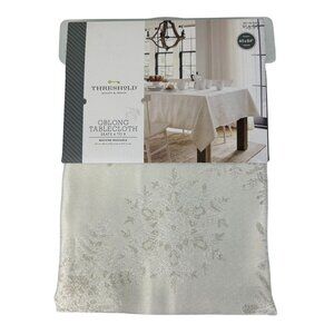 Threshold Oblong Tablecloth Snowflake Holiday Winter Christmas Cream Elegant